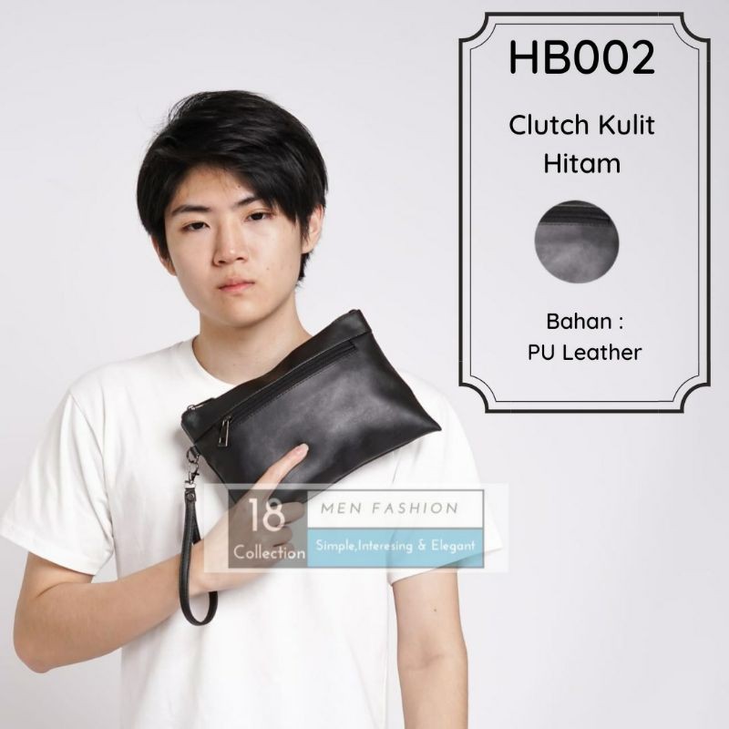 [Bisa COD] Clutch Hand Bag Pria Kulit Import