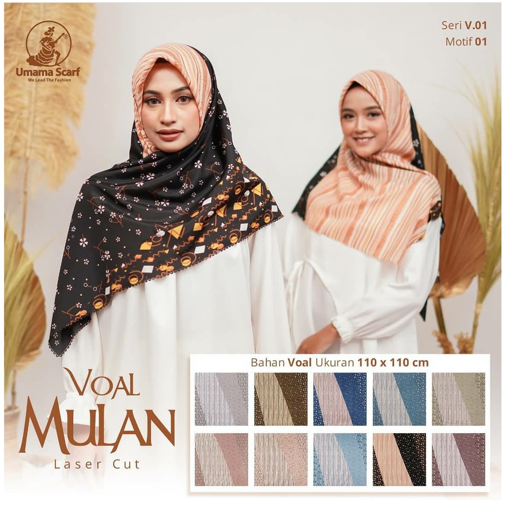 NEW ISI 10 Segiempat  Voal Mulan Umama Pilih Motif Jilbab Hijab