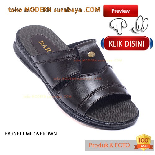 BARNETT ML 16 BROWN sandal casual sopan pria slop flat flip flop