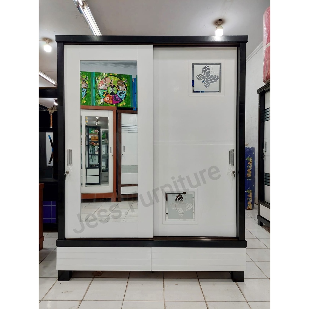 Lemari Baju 2Pintu Jumbo , Lemari Pakaian 2Pintu Sliding JUMBO KAYU , Lemari Baju Bahan KAYU BLOKTIK