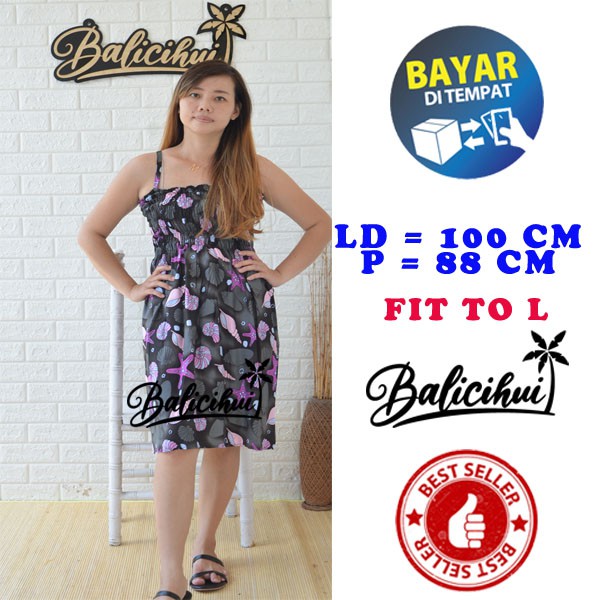 Balicihui Dress Kerut Pendek Tali Wanita Dress Kerut Dada