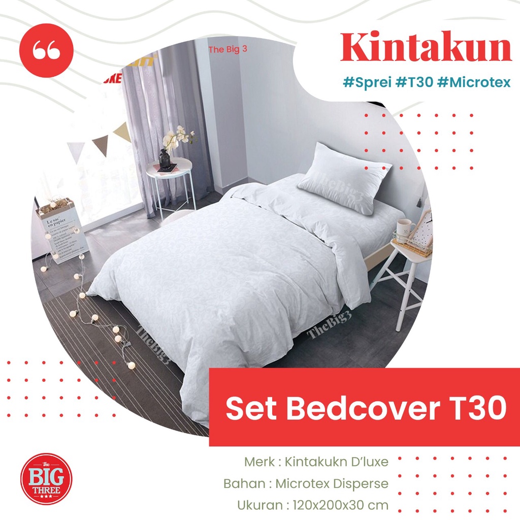 KINTAKUN Bedcover + Sprei 120x200 Tinggi 30 motif Althea Altin Butter Cream Canyon Clay Drizzle Serenity Tofu Dea Ellen Freya Gerald Kayra  - SINGLE 120 T30 BC TBT