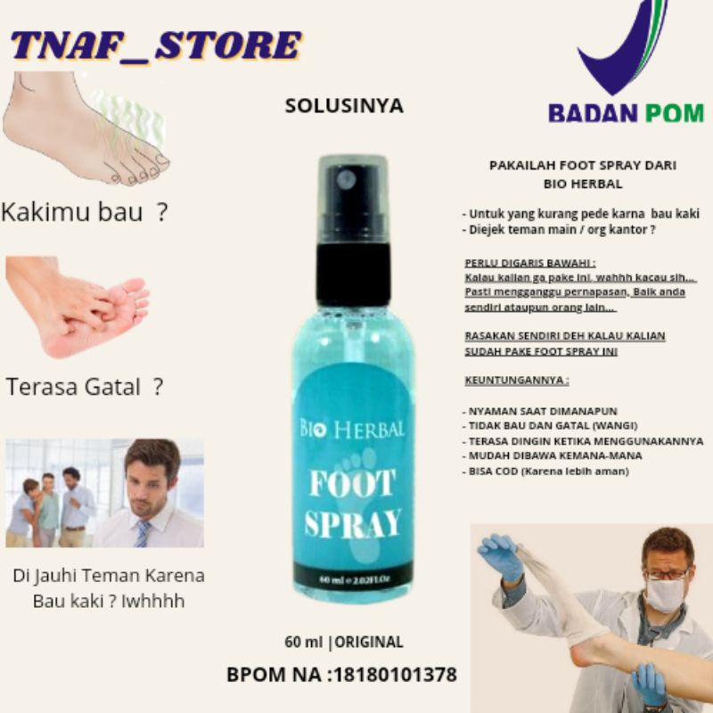 [COD] Deodoran Penghilang Bau Tidak Sedap Kaki Bio Herbal Foot Spray ASLI Original 100% BPOM 60 ML