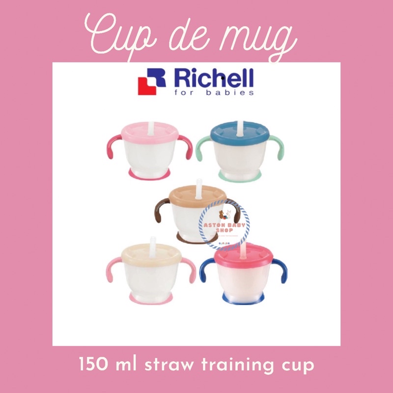 Richell AQ Straw Training Mug Richell cup de mug Gelas Mpasi Anak Mug belajar minum