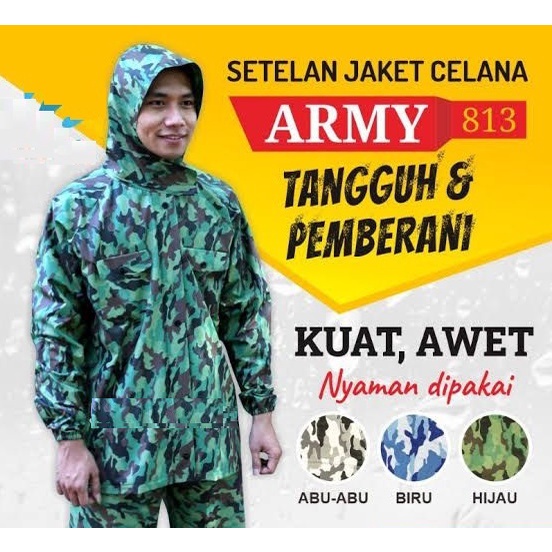 Jas Hujan PLEVIA ARMY 813 Jaket Celana Loreng