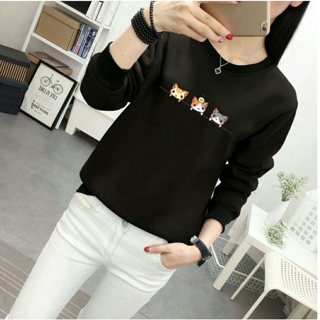 Sweater wanita korean style/ miawmiaw TOP /swetar remaja vr