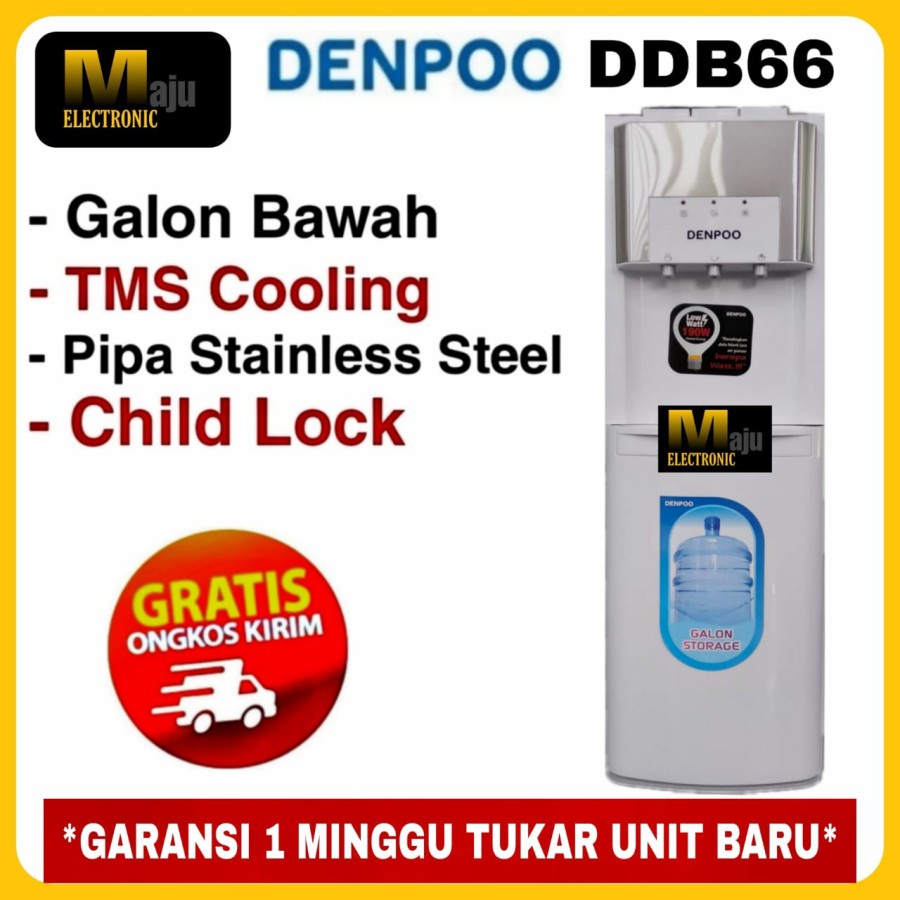 Dispenser Galon Bawah Low Watt DENPOO pipa Stainless - DDB66