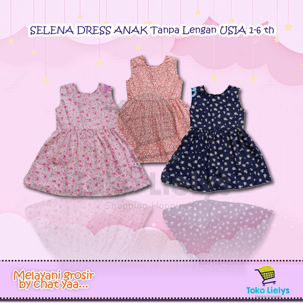 BEBELLE DA35K0001 SELENA DRESS ANAK USIA 1-6 th  BAJU ANAK TANPA LENGAN