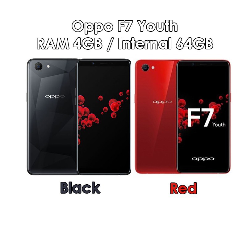 Oppo F7 Youth - RAM 4GB ROM 64GB (4/64) - Black Red - Baru NEW - Resmi