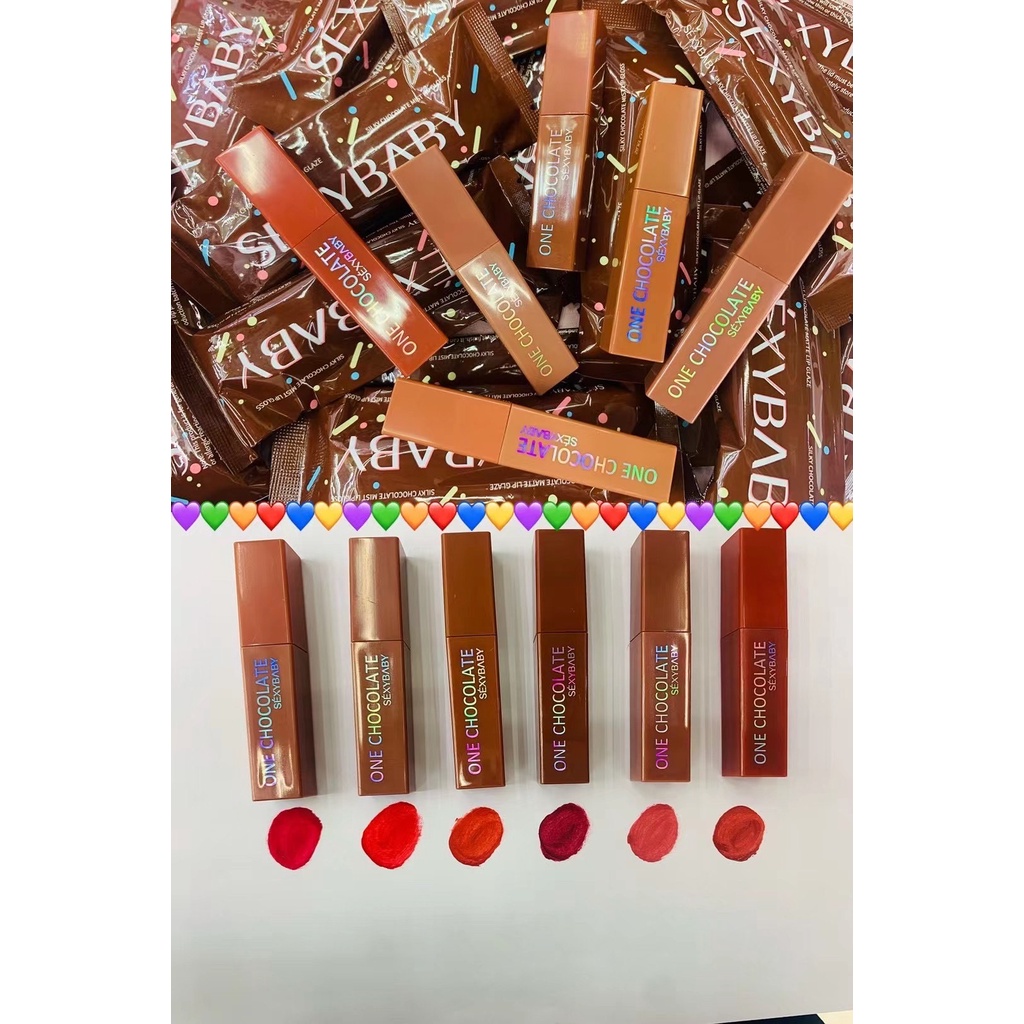 LUCKYMALL SEXYBEAUTY Beauty Glazed Chocolate Lipstick Matte Lip Moisturizing Gloss Longlasting Waterproof Cream Coklat