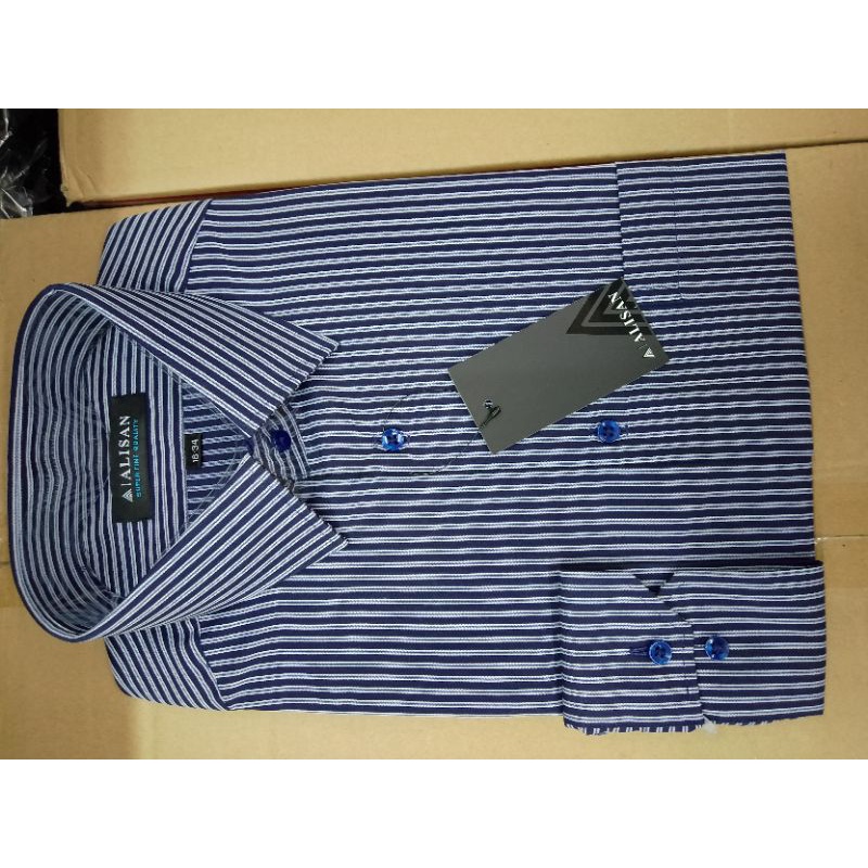 KEMEJA ALISAN MOTIF SALUR LENGAN PANJANG REGULER