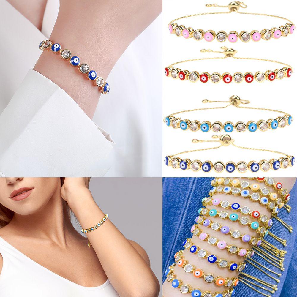 Preva Evil Eye Gelang Wanita Emas Tetes Perhiasan Cuff Bangles