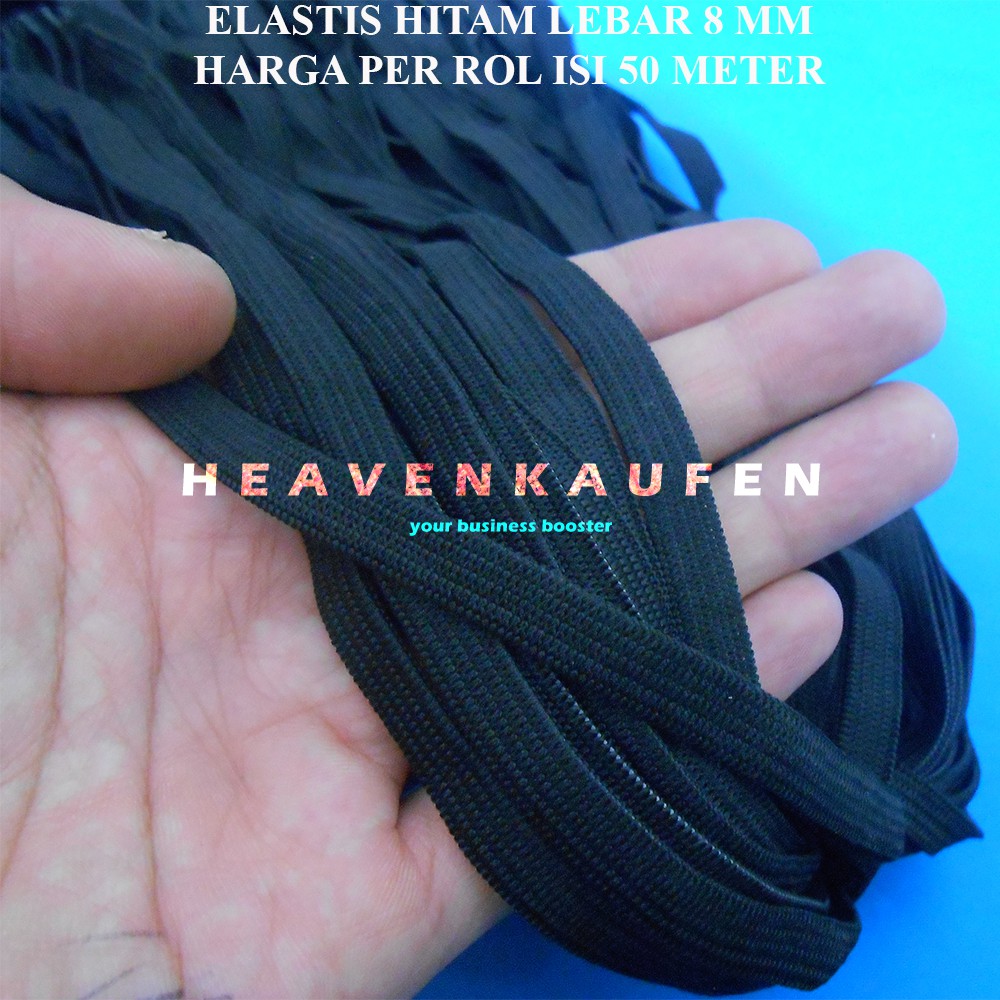 Karet Elastis Elastic Lebar 8 mm Harga Per Rol isi 50 Meter Tanpa Merk