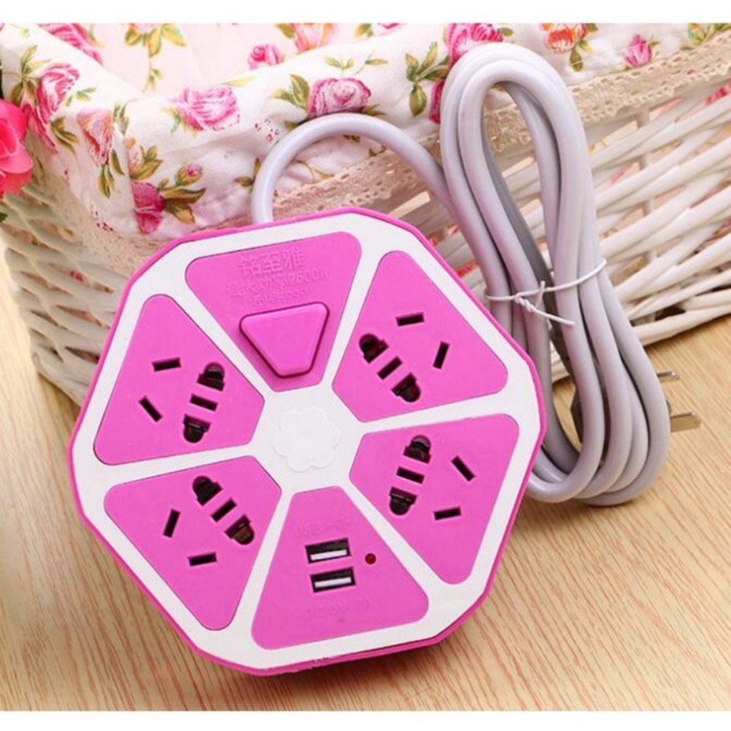 Stop Kontak USB Hexagon Socket/4 USB Colokan Listrik Smart Power