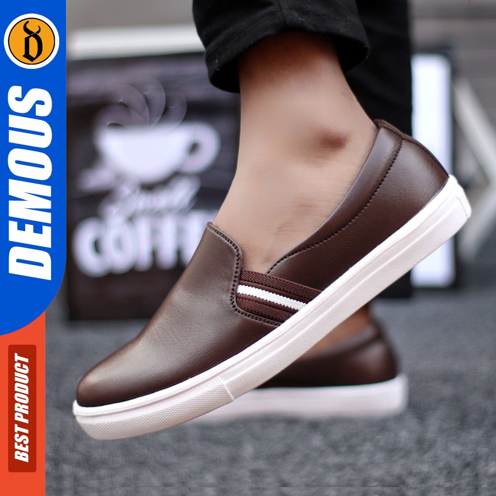 DEMOUS Nue - Sepatu Slip On Casual Slop Pria Kulit Pu