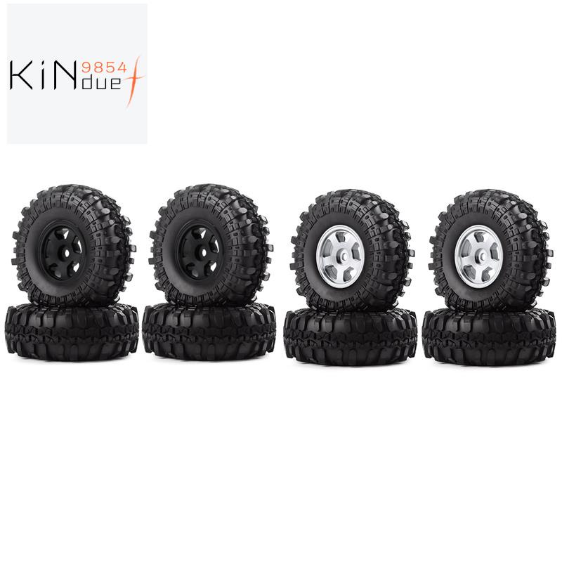 Orange Maleonn 4PCS RC 1.0 Beadlock Wheels and 54mm Rubber Tires Set for 1/24 RC Crawler Car Axial SCX24 Wheels and Tires Upgrades Accessories 