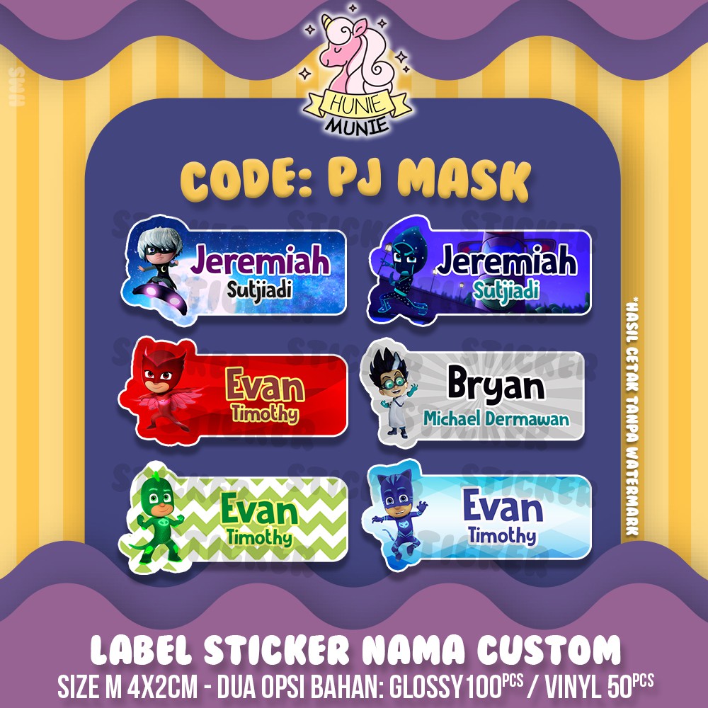 

Sticker Label Nama - PJ Mask (100pcs) Stiker