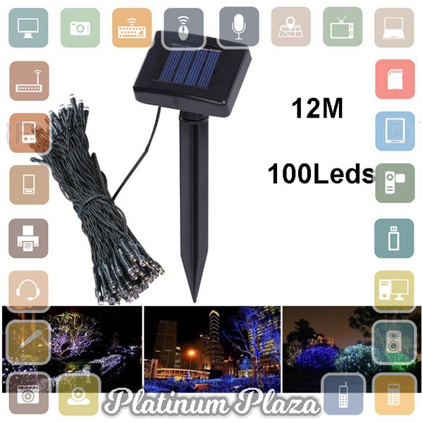 Solar Powered Garden Decoration Light 100 LED / Lampu Hias Taman - Black`6FERWQ-