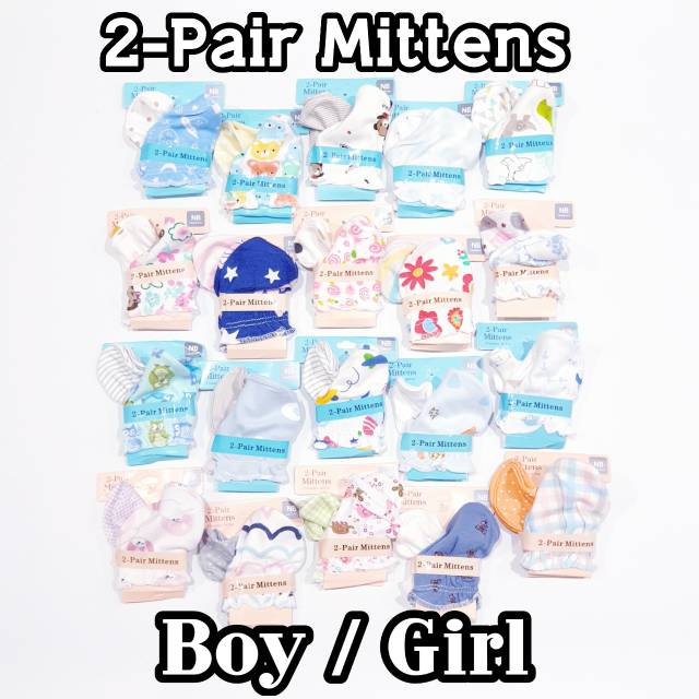 2 PAIR BABY MITTEN/ SARUNG TANGAN BAYI 2IN1