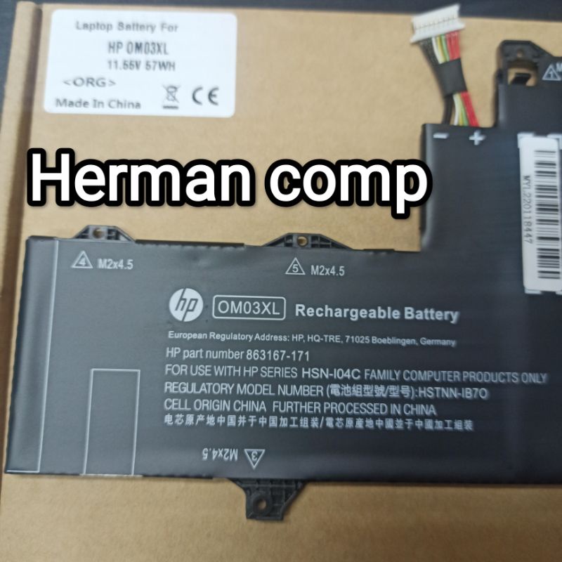 Original Baterai Hp EliteBook X360 1030 G2 HSTNN-IB7O HSN-I04C 863167-171 OM03XL