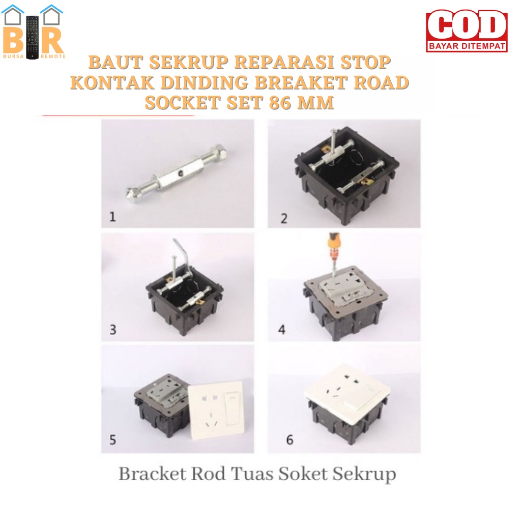 Baut Sekrup Reparasi STOP KONTAK Dinding Breaket Road Socket SET 86mm