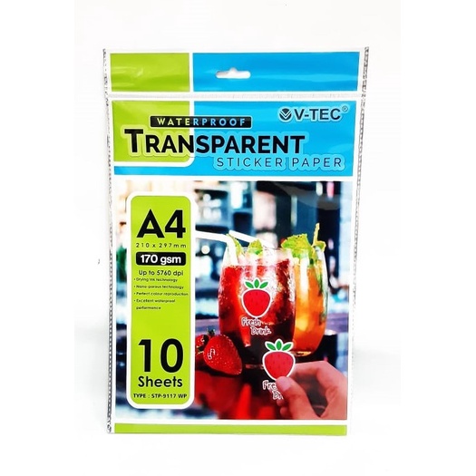 

(DISKON TERMURAH) KERTAS PHOTO PRINT STIKER STICKER BENING TRANSPARANT A4 170 GSM ISI 10