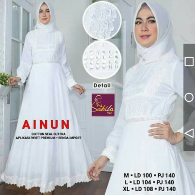 Gamis putih Ainun cantik by sabila