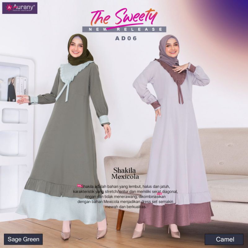 [Terbaru] Gamis Aurany AD 06 Ready Sage S