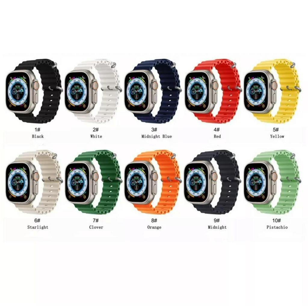 (KW) Ocean Band Strap For iwatch Series 8 Ultra 7 6 5 4 3 2 1 SE Silicon Sports Strap 38/40/41/42/44/45/49mm universal Strap For T55