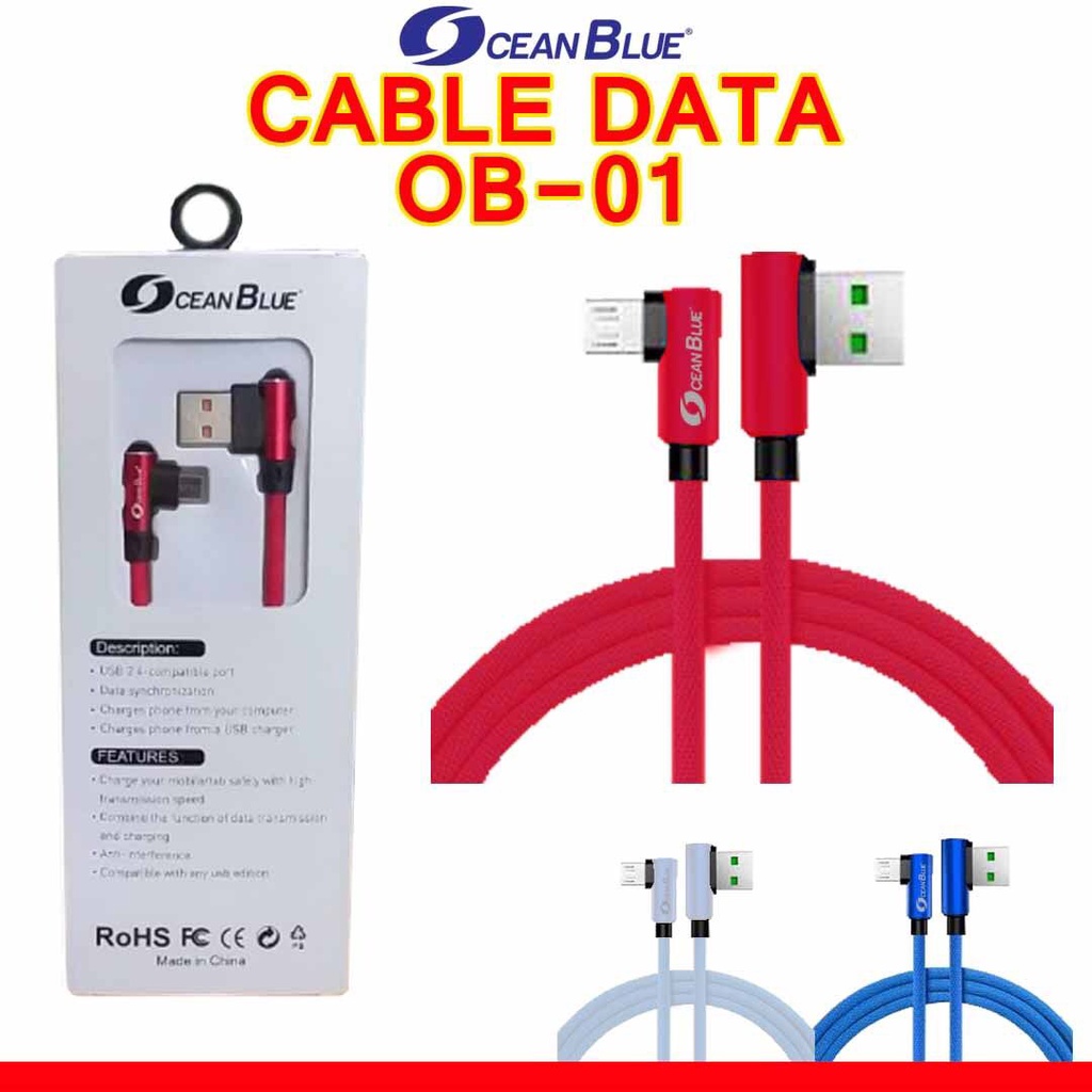 Kabel Data Charger Ocean Blue OB-01 Cable USB Micro 2.4A Fast Charging Aksesoris Handphone HP OCEANMART OCEAN MART Murah Grosir