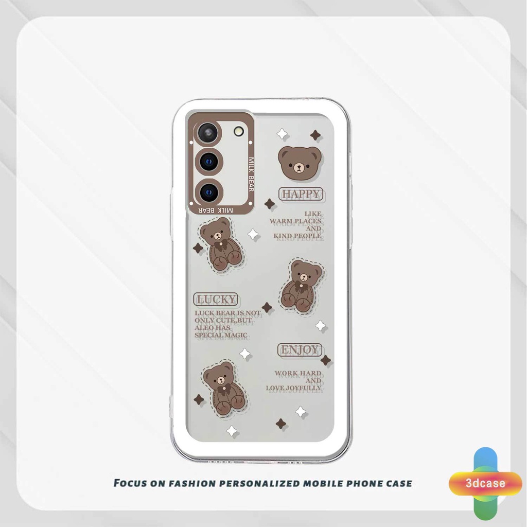 Casing Soft TPU Case Samsung A32 A52 A12 A13 A23 A03 A51 A03S A10S A50 A20S J7 Prime A02S A20 A50S A10 A30S A52S A30 M12 M01S A125 F12 M10S M40S A515F A207F M02S A025 F02S 11 12 13  7 8 6 Plus Brown Cute Bear Transparent Case