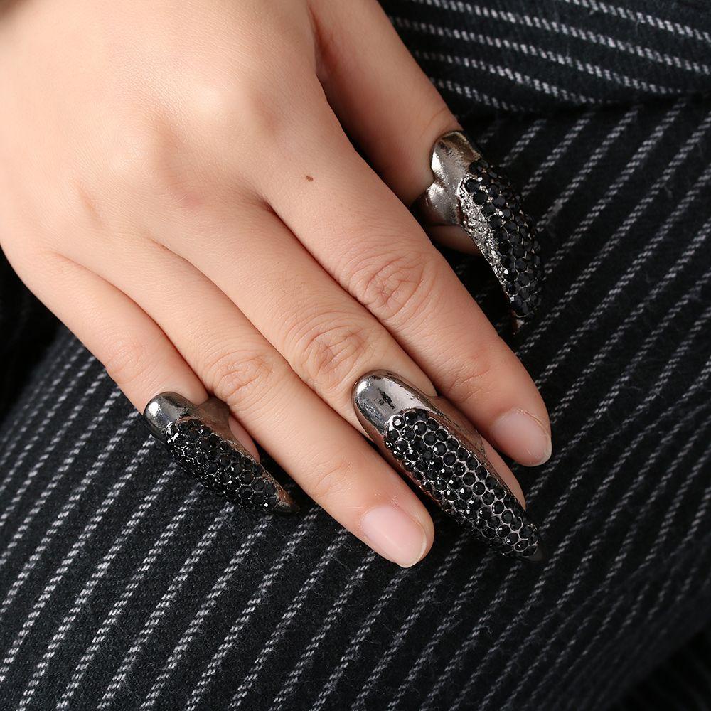 Preva Paku Palsu Cincin Berlian Punk Ring Eagle Claw Nails Cincin Wanita