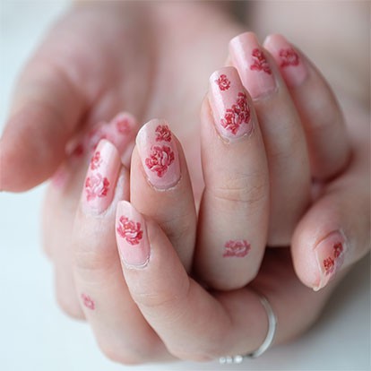 

POTATOO Nail Pink Flower Temporary Tatto Sticker