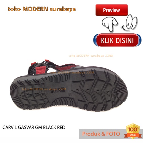 CARVIL GASVAR GM BLACK RED sandal pria casual sandal gunung slide