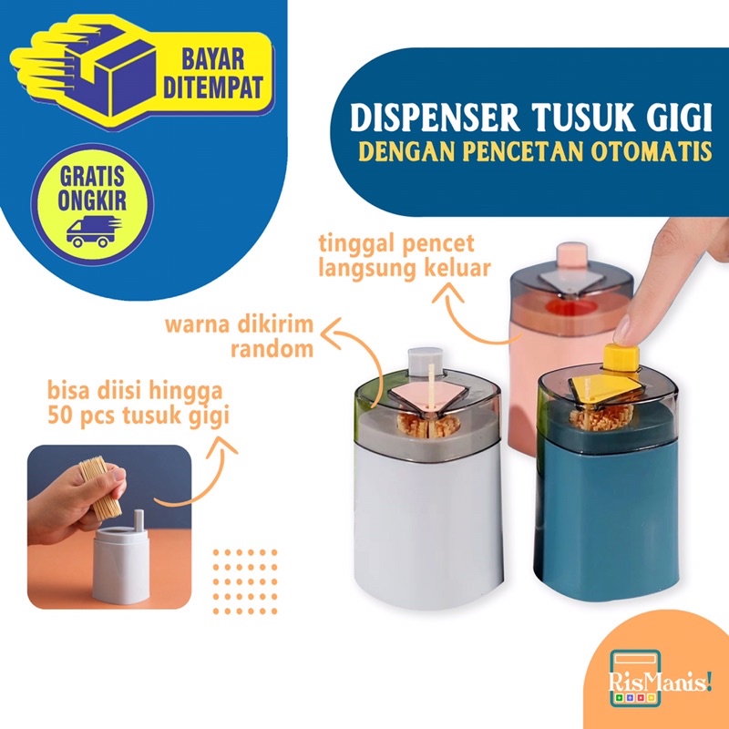 POP-UP TOOTHPICKS DISPENSER - Kotak Ajaib Tempat Tusuk Gigi Wadah Praktis Pencet Tombol Otomatis