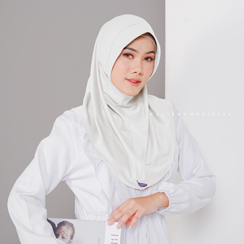 HIJAB SPORTY JERSEY WANITA SPANDEX SPORTY INSTAN VOLLY BADMINTON BASKET FUTSAL BY KALISHA OFFICIAL-WHITE