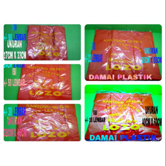  Kantong  Plastik  Kresek Lozo Tebal Merah Ukuran  17 24 28 35  