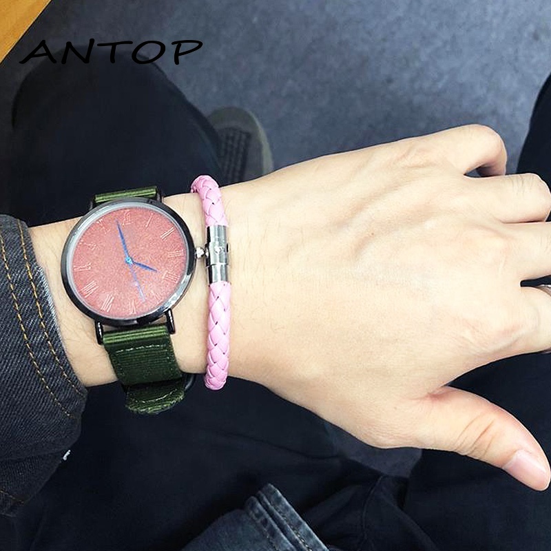 Fashion Tenunan Tali Kulit Gelang Magnetic Buckle Bangle Unisex Perhiasan Pasangan ANTOP