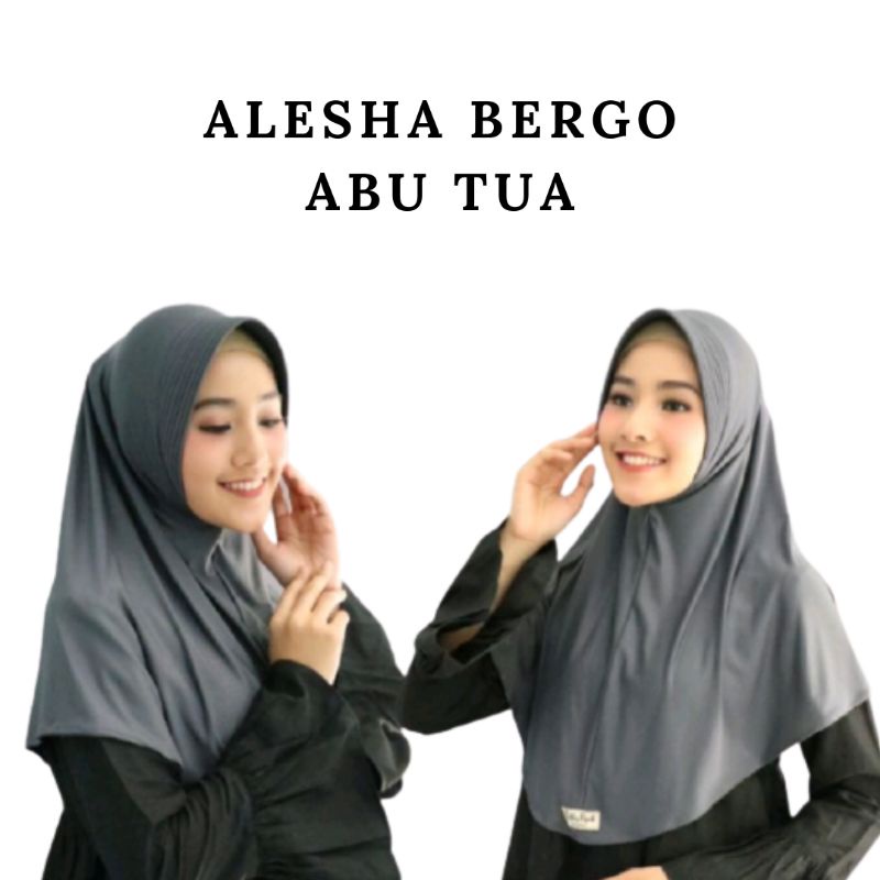 Bergo Sport Menutup Dada | Alesha Bergo Instan | Hijab Instan | Hijab Sport-Abu tua