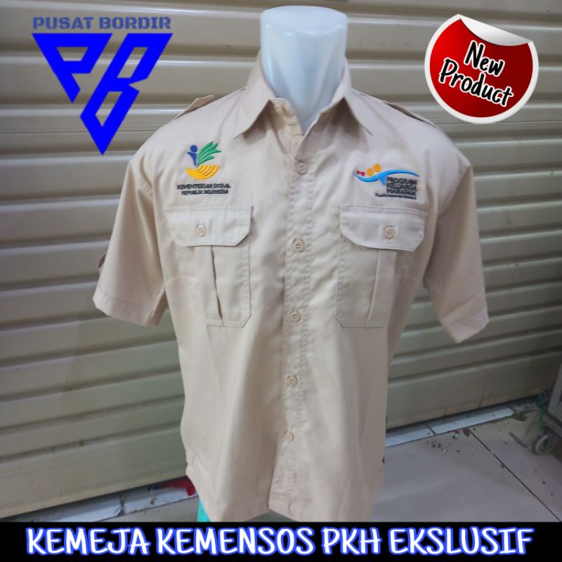 KEMEJA EKSLUSIF KEMENSOS PKH FULL BORDIR / KEMEJA KERJA PKH KEMENSOS FULL BORDIR