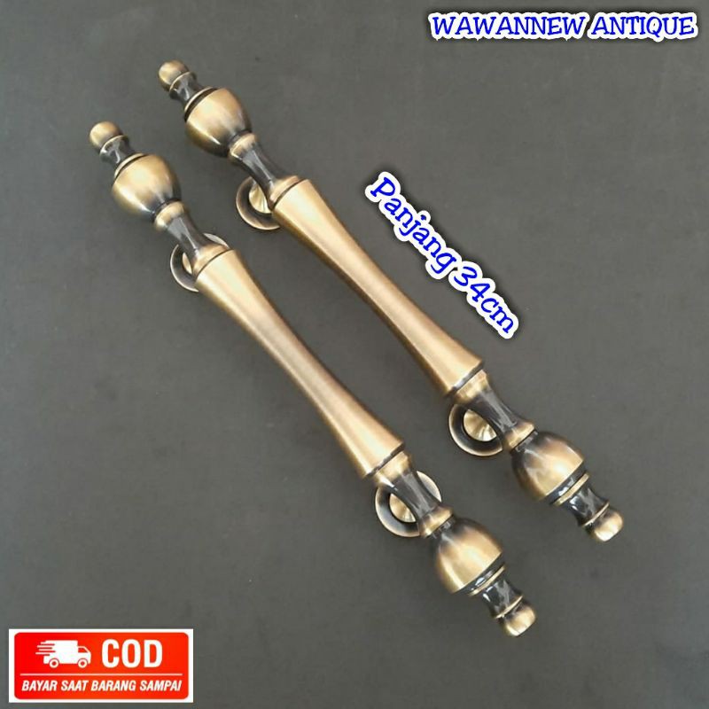 Handle Pintu Rumah Pagar Kuningan Antik Murah Motif Dahlia Antik