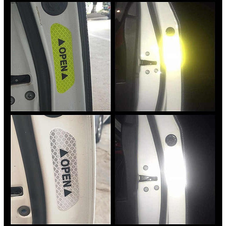 4 Pcs Sticker Reflector Carbon Open Pintu Mobil Stiker Reflektor Pengaman Pintu Mobil