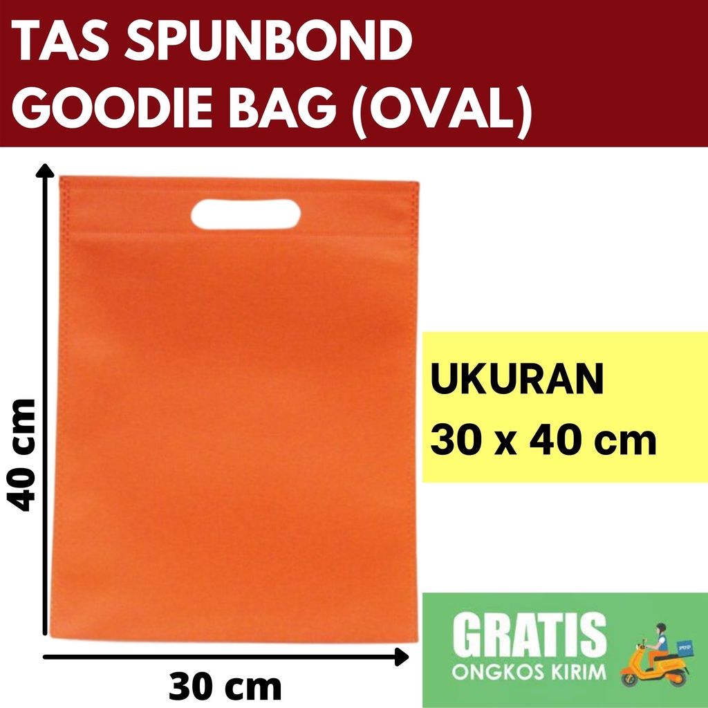 

GOODIEBAG 30X40 cm TAS SPUNBOND OVAL ORANGE Tas Belanja/ Tas Ultah/ Tas Promosi/ Tas Reuni/ Tas Spunbond Sablon/ Tas Spunbond Custom/ Tas Goodiebag Sablon/ Tas Goodiebag Custom/ Tas Ramah Lingkungan/ Tas Press/ Tas Perusahaan/ Tas Partai Besar