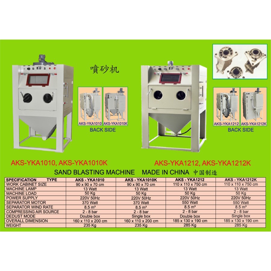 Mesin Semprotan Pasir Silica Sand Blasting Machine Single Box Importir - YKA1010K