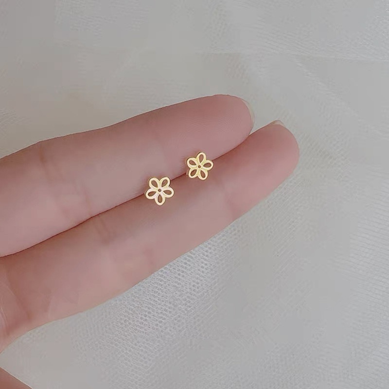 We Flower S925 Silver Geometric Deer Antler Fish Butterfly Stud Earrings for Women Girls-type F gold