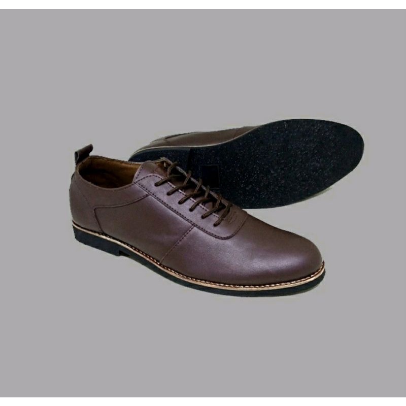 Sepatu Oxford Pria Big Size 43-48 / Pantofel Kerja Kantoran Pns Direktur Ukuran Jumbo Kulit Coklat, 48