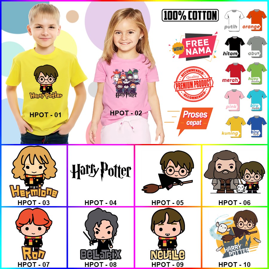 Baju Kaos ANAK DAN DEWASA HARRY POTTER COUPLE (FREE NAMA)