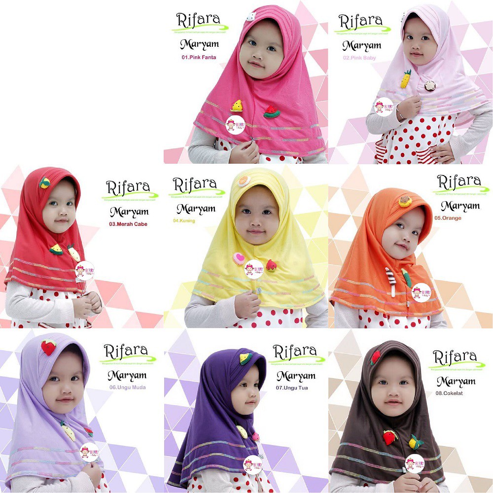 Rifara SALE Hijab Maryam Kerudung Jilbab Anak Premium Size S M L #2 Berry Mart