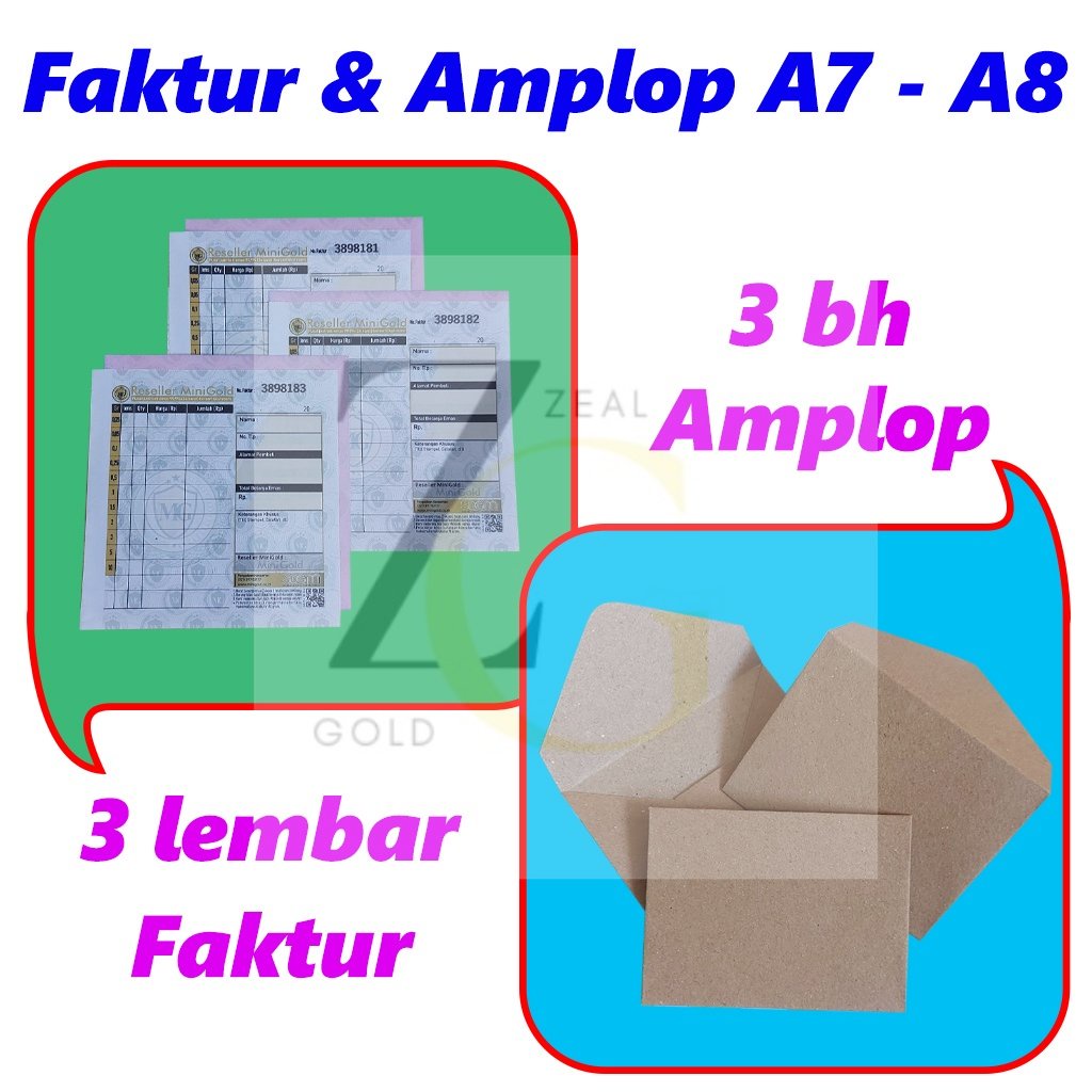 

Tambahan Faktur dan Amplop A7 A8 untuk Minigold