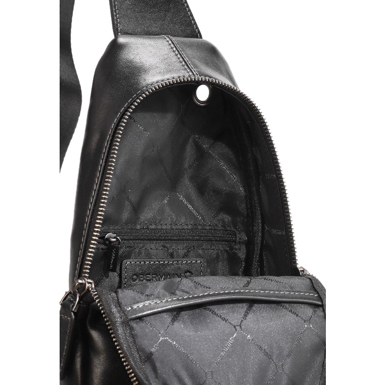 TAS SELEMPANG DADA/BADAN KULIT PRIA OBERMAIN LEATHER SLING CHEST/BODY BAG ORIGINAL HITAM BLACK OM011